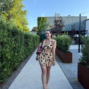 Vici Tan and Black Polka Dot Skort Set